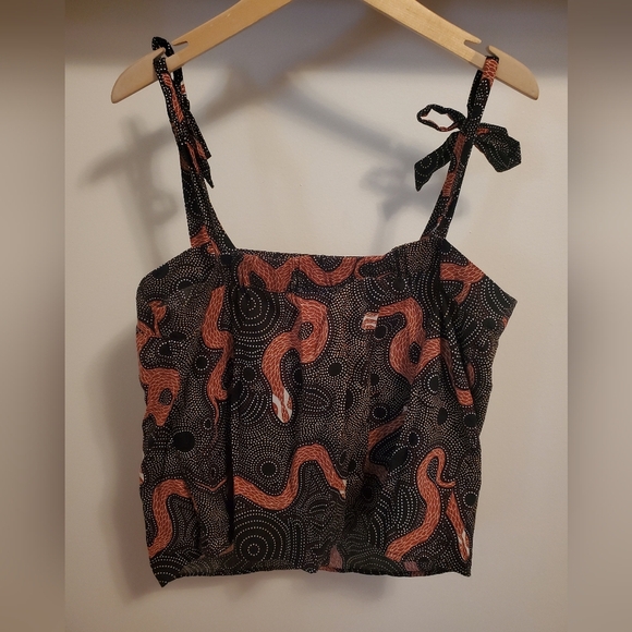 Anthropologie Corey Lynn Calter "Ibiza blouse" halter style. Snake. Bow. Size M. - Picture 7 of 12